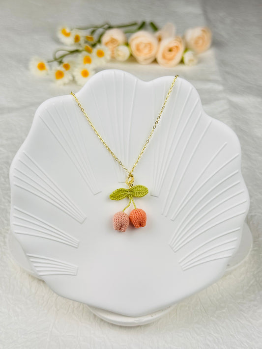 Handmade Micro-Crochet Tulip Necklace – Elegant & Timeless