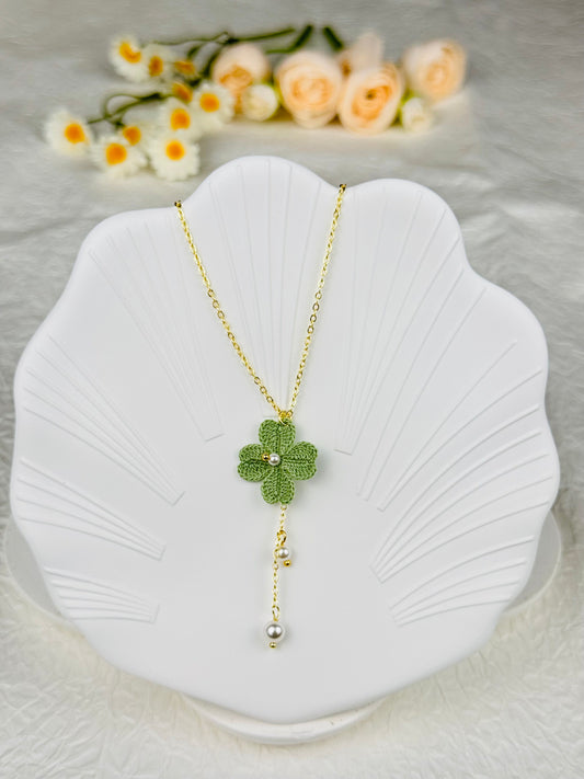 Handmade St. Patrick's Day  Four-Leaf Clover Necklace – A Symbol of Luck & Elegance